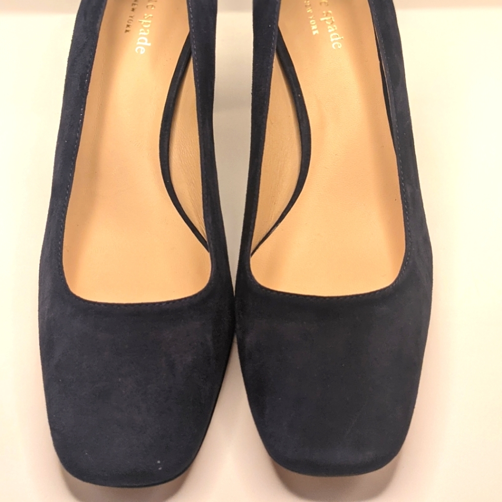 NWOT Kate Spade Blue Suede Block Heels - 8.5